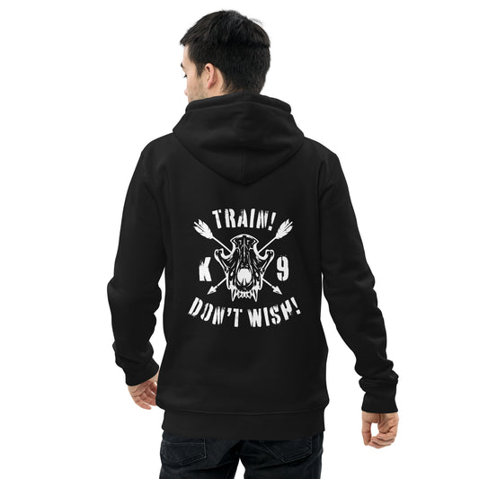 Unisex Bio-Hoodie "Train - Don't Wish!" Schwarz